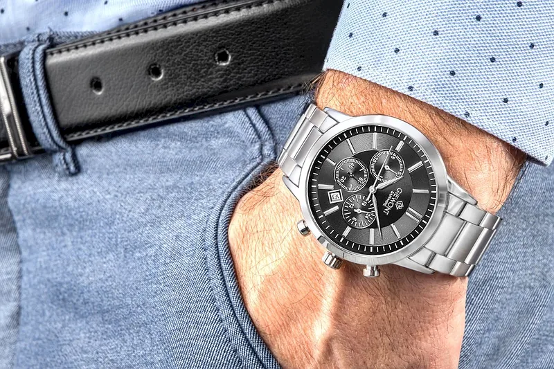 Giewont Men’s Chronograph Sapphire Watch GW8510-B1 / silver/black