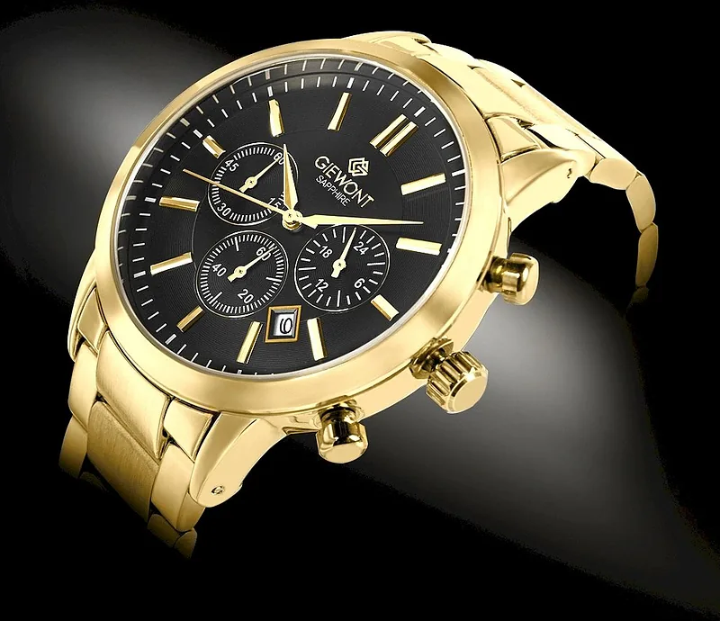 Giewont Chronograph Sapphire Men’s Watch / gold black