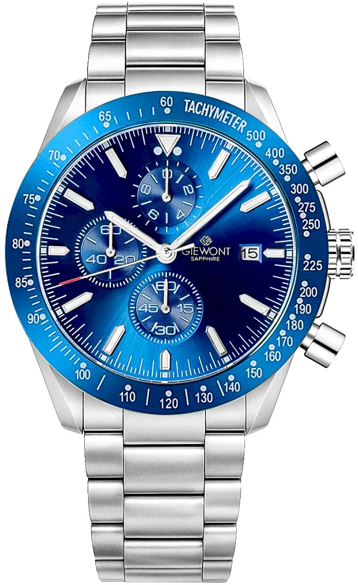 Giewont Chronograph Sapphire Men's Watch GW8720-B3 / silver-blue