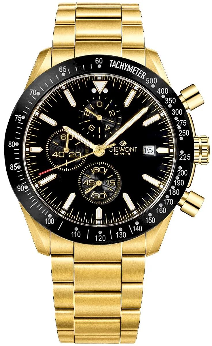 Giewont Chronograph Sapphire Men's Watch / gold/black