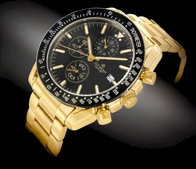 Giewont Chronograph Sapphire Men’s Watch / gold/black