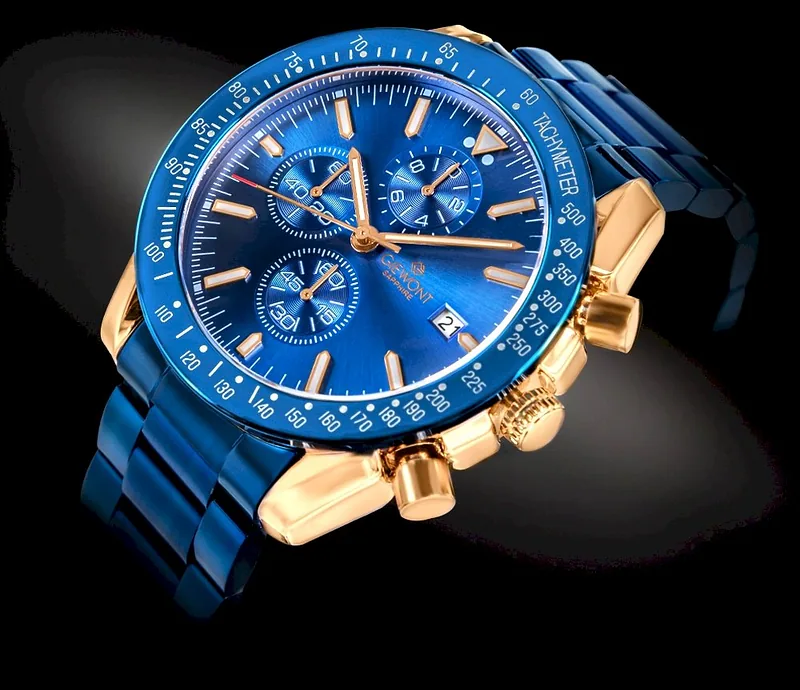 Giewont Men’s Chronograph Sapphire Watch GW8720-B5 / blue-copper
