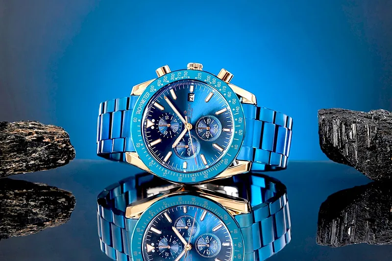 Giewont Men’s Chronograph Sapphire Watch GW8720-B5 / blue-copper