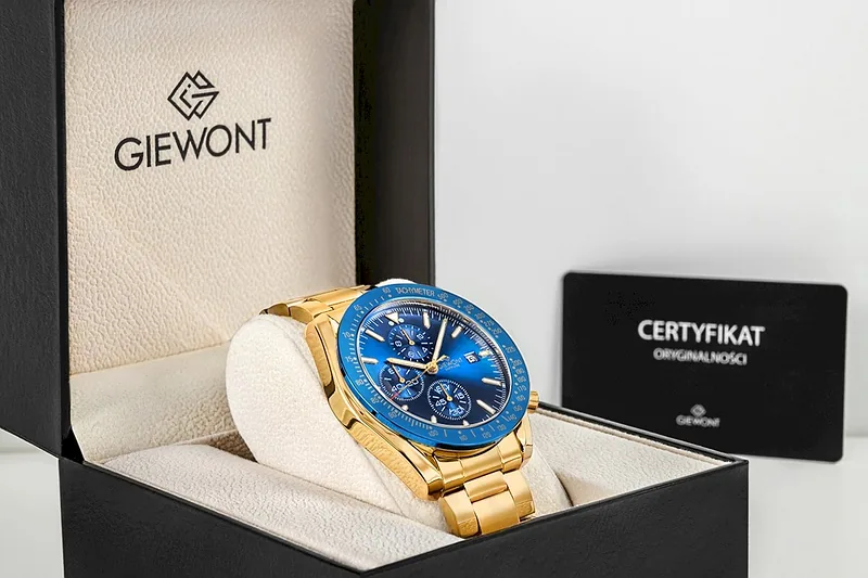 Giewont Chronograph Sapphire Men’s Watch / gold-blue