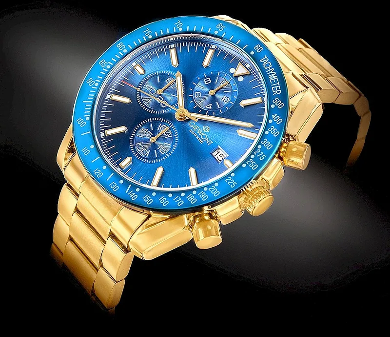 Giewont Chronograph Sapphire Men’s Watch / gold-blue