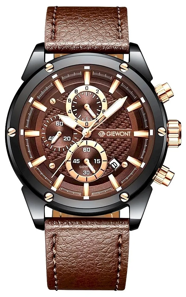 Giewont Men’s Chronograph Sapphire Watch / black-brown