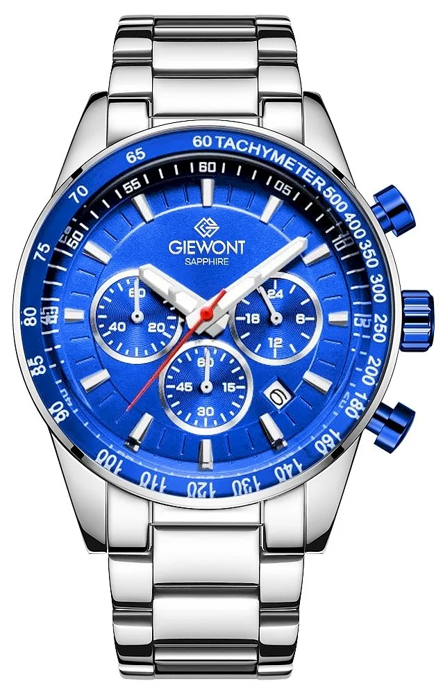 Giewont Men's Chronograph Sapphire Watch / silver/blue