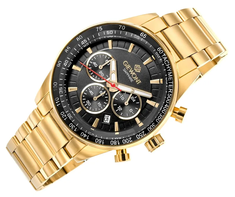 Giewont Chronograph Sapphire Men’s Watch / gold/black