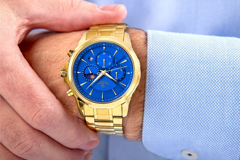 Giewont Men’s Chronograph Sapphire Watch / gold/blue