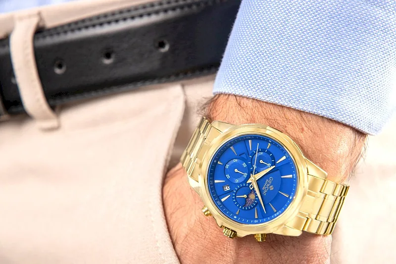 Giewont Men’s Chronograph Sapphire Watch / gold/blue