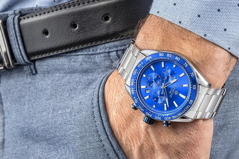 Giewont Men’s Watch Chronograph Sapphire / silver-blue