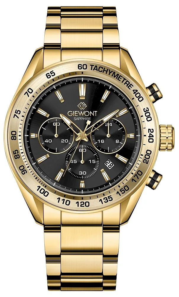 Giewont Men’s Chronograph Sapphire Watch / gold/black