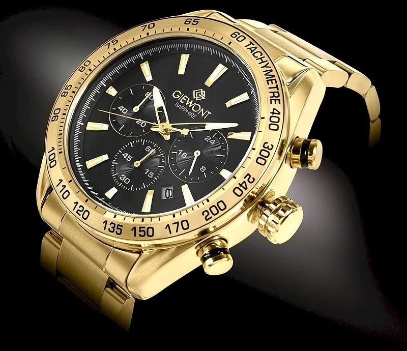Giewont Men’s Chronograph Sapphire Watch / gold/black