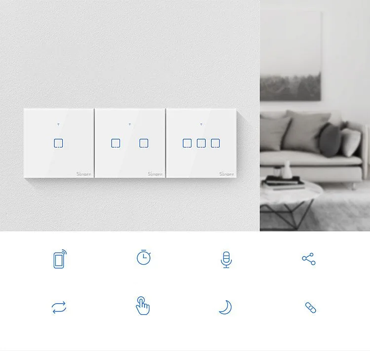 Smart Switch WiFi + RF 433 Sonoff T3 EU TX (1-channel)