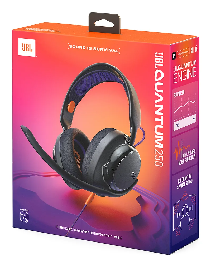 JBL Quantum 250 Kõrvaklapp Juhtmega ühendatud Peavõru Mängimine Must