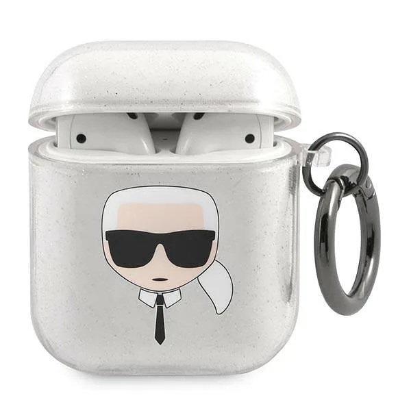 Karl Lagerfeld KLA2UKHGS AirPods kaitseümbris hõbedane sädelev Karl`s Head