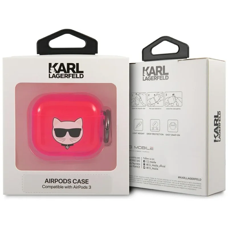 Karl Lagerfeld KLA3UCHFP AirPods 3 roosa kaitseümbris Choupette