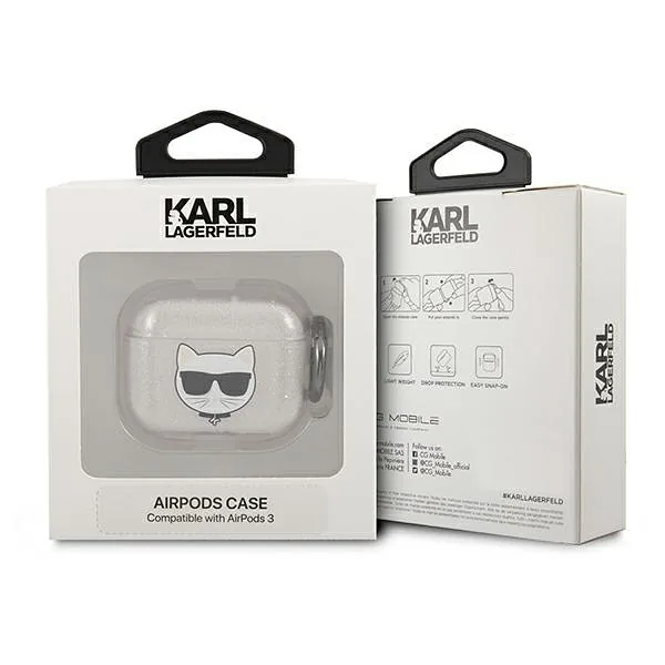 Karl Lagerfeld KLA3UCHGS AirPods 3 hõbedane kate Glitter Choupette