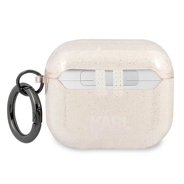 Karl Lagerfeld KLA3UKHGD AirPods 3 kaitseümbris kuldne sädelev Karl`s Head