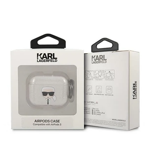 Karl Lagerfeld KLA3UKHGS AirPods 3 hõbedane kate Glitter Karl`s Head