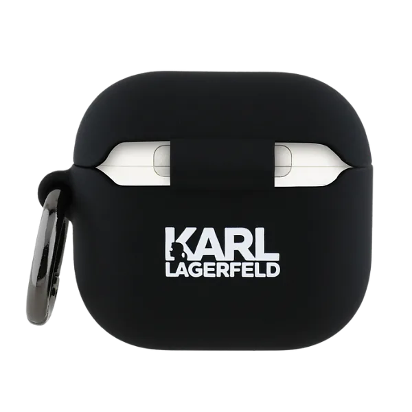 Karl Lagerfeld KLA4RUNCHK AirPods 4 must silikoonist kaitseümbris Choupette pea 3D
