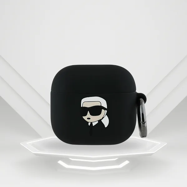 Karl Lagerfeld KLA4RUNIKK AirPods 4 must silikoonist ümbris Karl Pea 3D