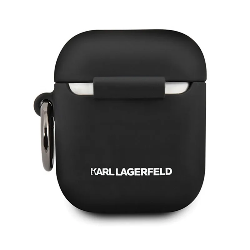 Karl Lagerfeld KLACCSILKHBK Silicone Case jaoks Apple Apple Airpods 1, 2 Must