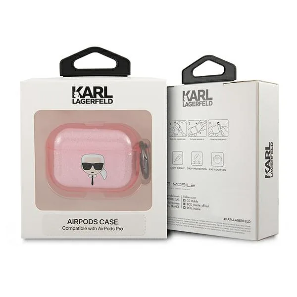 Karl Lagerfeld KLAPUKHGP AirPods Pro kaitseümbris roosa sädelev Karl`s Head