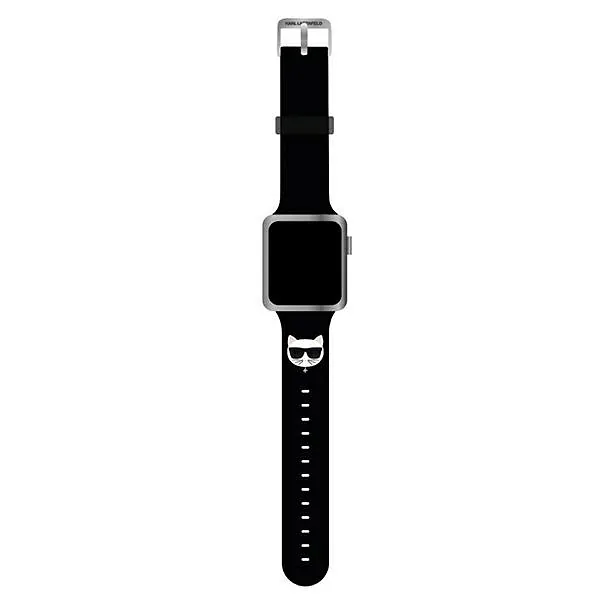 Karl Lagerfeld Pasek KLAWLSLCK Apple Watch 42/44/45mm must silikoonist rihm Choupette peadega
