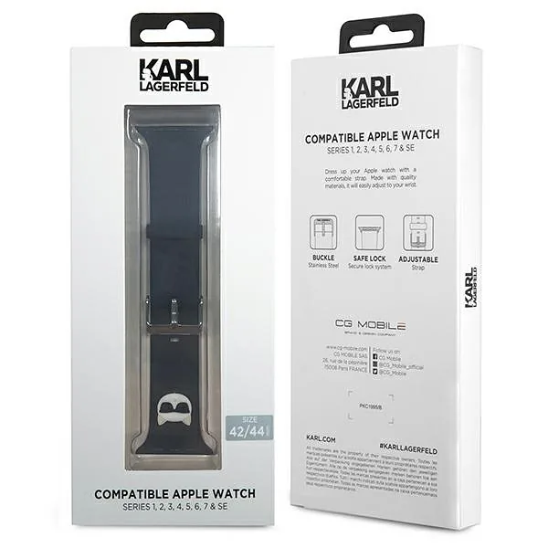 Karl Lagerfeld Pasek KLAWLSLCK Apple Watch 42/44/45mm must silikoonist rihm Choupette peadega
