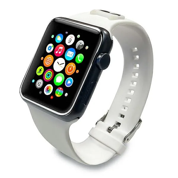 Karl Lagerfeld Pasek KLAWMSLCW Apple Watch 38/40/41mm valge rihm silikoon Choupette pead