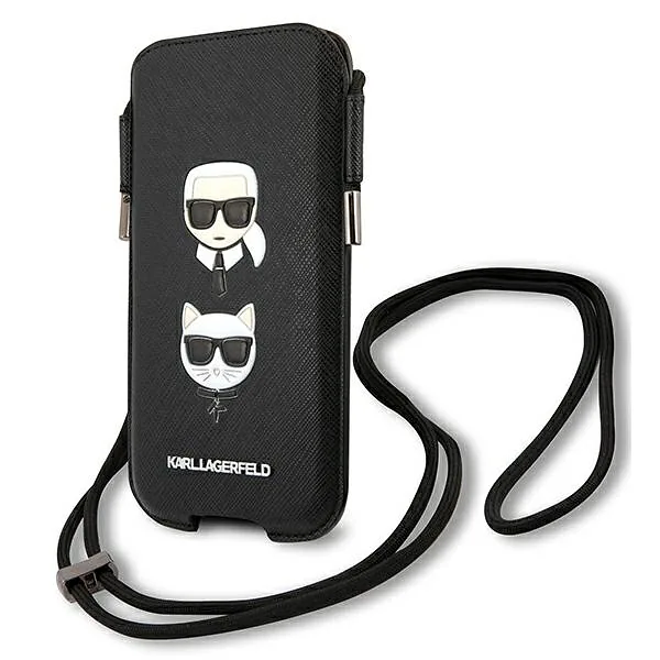 Karl Lagerfeld Telefonikott KLHCP12MOPHKCK 6,1" must kõvakarp Saffiano Ikonik Karl&Choupette Pea
