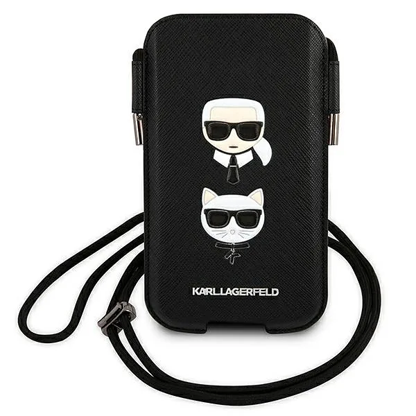 Karl Lagerfeld Telefonikott KLHCP12MOPHKCK 6,1″ must kõvakarp Saffiano Ikonik Karl&Choupette Pea