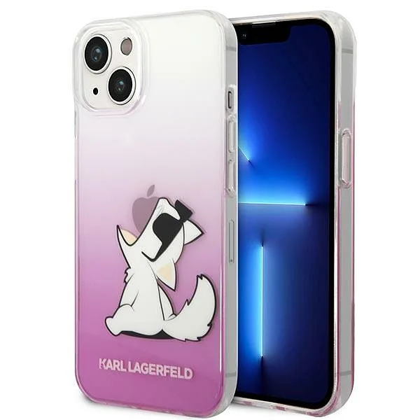 Karl Lagerfeld KLHCP14MCFNRCPI iPhone 14 Plus / 15 Plus 6,7" kõvakaaneline roosa Choupette Fun