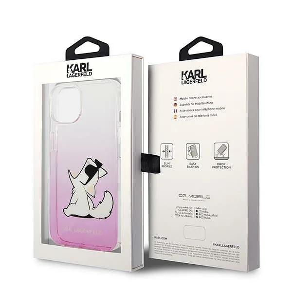 Karl Lagerfeld KLHCP14MCFNRCPI iPhone 14 Plus / 15 Plus 6,7″ kõvakaaneline roosa Choupette Fun