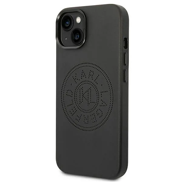 Karl Lagerfeld KLHCP14MFWHK iPhone 14 Plus / 15 Plus 6,7″ kõvakaaneline must nahk perforatsiooniga