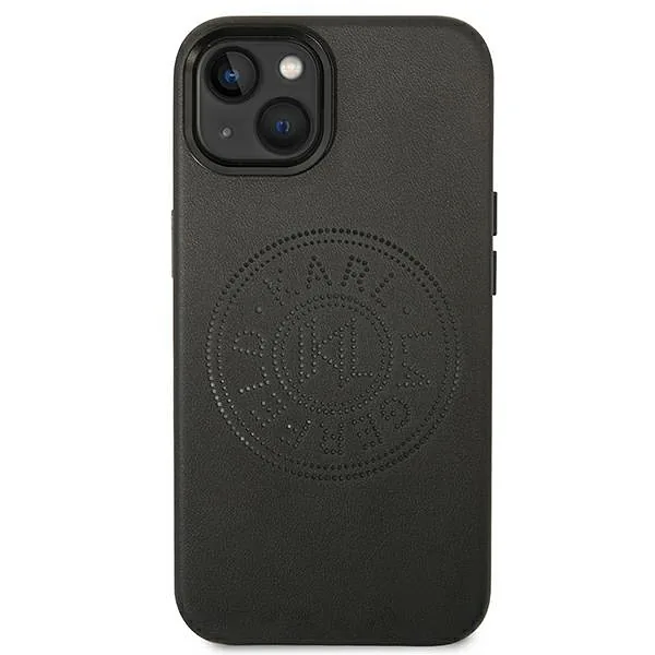 Karl Lagerfeld KLHCP14MFWHK iPhone 14 Plus / 15 Plus 6,7″ kõvakaaneline must nahk perforatsiooniga