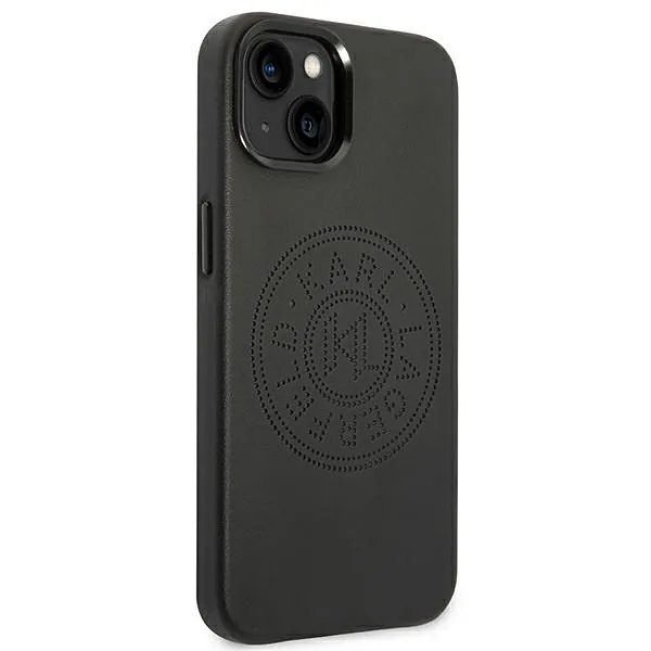 Karl Lagerfeld KLHCP14MFWHK iPhone 14 Plus / 15 Plus 6,7″ kõvakaaneline must nahk perforatsiooniga