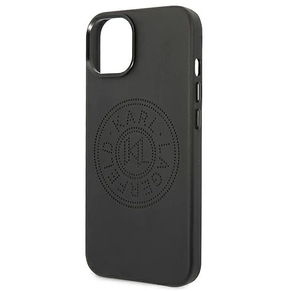 Karl Lagerfeld KLHCP14MFWHK iPhone 14 Plus / 15 Plus 6,7″ kõvakaaneline must nahk perforatsiooniga