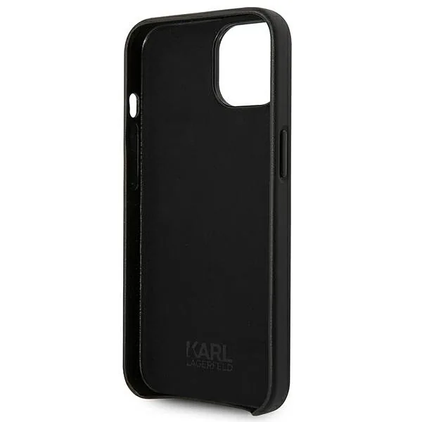 Karl Lagerfeld KLHCP14MFWHK iPhone 14 Plus / 15 Plus 6,7″ kõvakaaneline must nahk perforatsiooniga