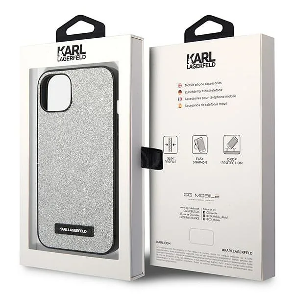 Karl Lagerfeld KLHCP14MG2ELS iPhone 14 Plus / 15 Plus 6,7″ kõvakaaneline hõbedane sädelev logo