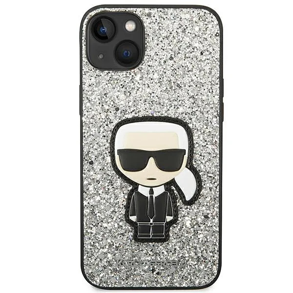Karl Lagerfeld KLHCP14MGFKPG iPhone 14 Plus / 15 Plus 6,7″ kõvakaaneline hõbedane sädelev kate Iko