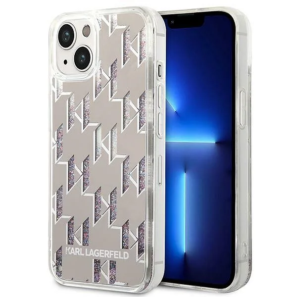 Karl Lagerfeld KLHCP14MLMNMS iPhone 14 Plus / 15 Plus 6,7" kõvakate hõbedane Liquid Glitter Mon