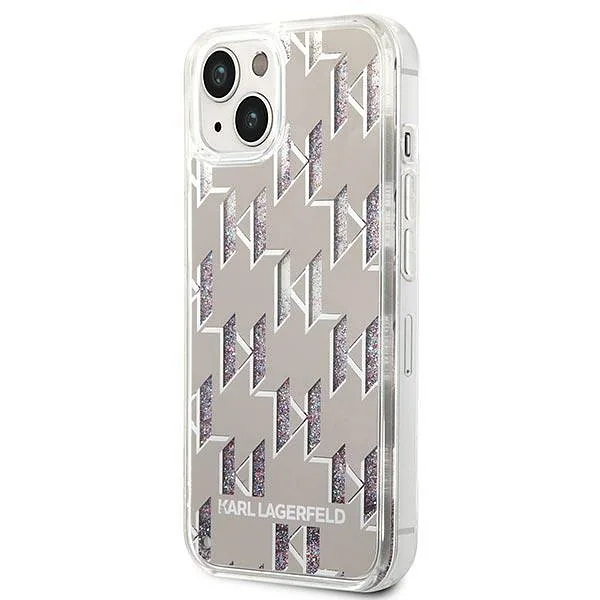 Karl Lagerfeld KLHCP14MLMNMS iPhone 14 Plus / 15 Plus 6,7″ kõvakate hõbedane Liquid Glitter Mon