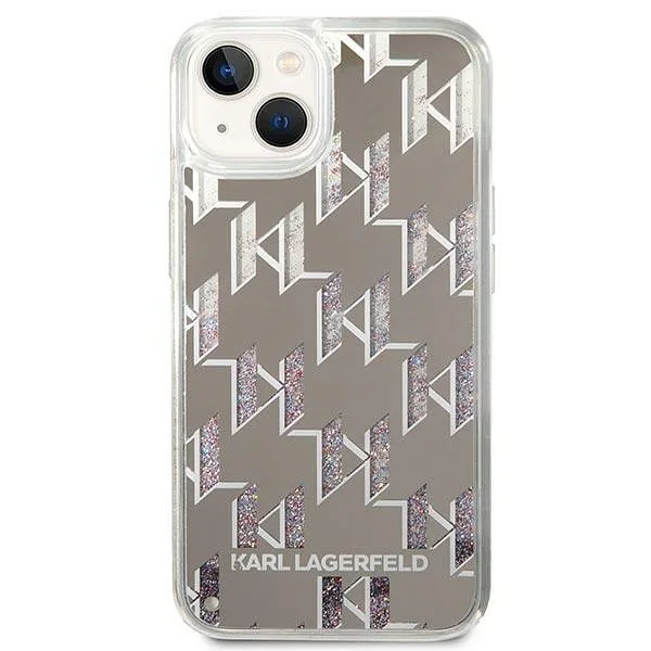 Karl Lagerfeld KLHCP14MLMNMS iPhone 14 Plus / 15 Plus 6,7″ kõvakate hõbedane Liquid Glitter Mon