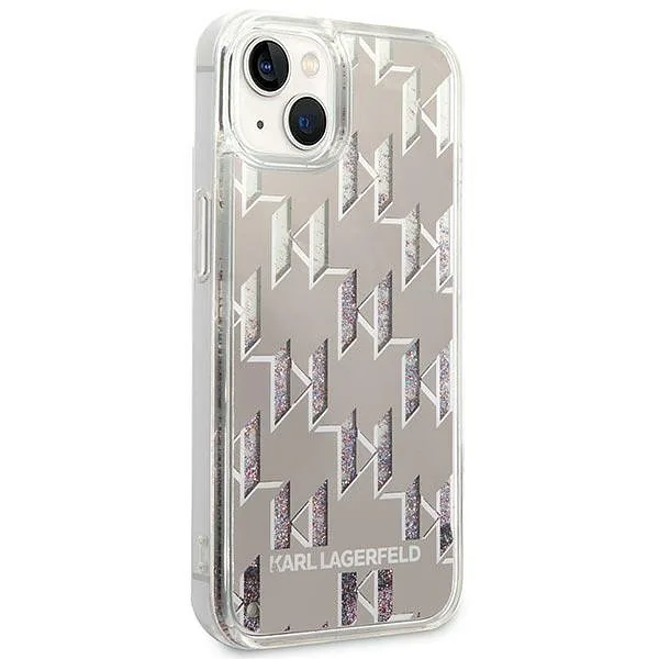 Karl Lagerfeld KLHCP14MLMNMS iPhone 14 Plus / 15 Plus 6,7″ kõvakate hõbedane Liquid Glitter Mon