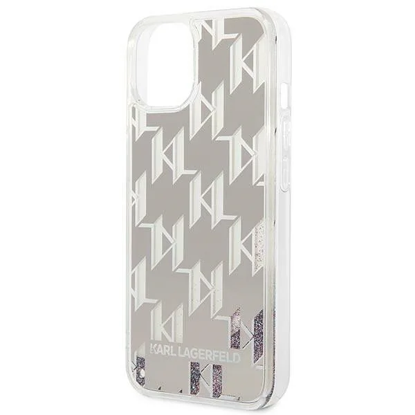 Karl Lagerfeld KLHCP14MLMNMS iPhone 14 Plus / 15 Plus 6,7″ kõvakate hõbedane Liquid Glitter Mon