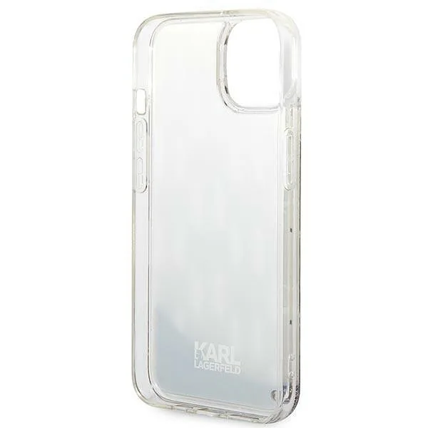 Karl Lagerfeld KLHCP14MLMNMS iPhone 14 Plus / 15 Plus 6,7″ kõvakate hõbedane Liquid Glitter Mon
