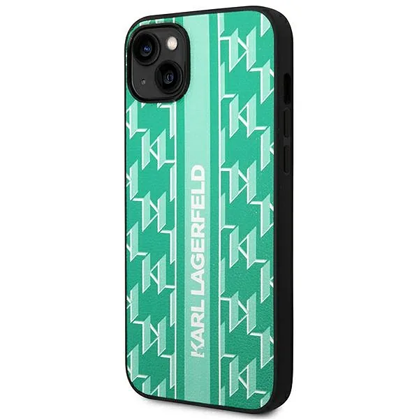 Karl Lagerfeld KLHCP14MPGKLSKN iPhone 14Plus / 15 Plus 6,7″ kõvakaaneline roheline Monogram Stripe