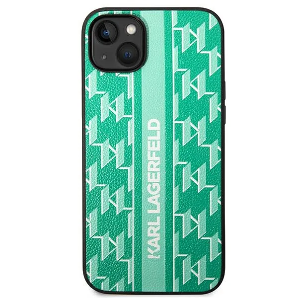 Karl Lagerfeld KLHCP14MPGKLSKN iPhone 14Plus / 15 Plus 6,7″ kõvakaaneline roheline Monogram Stripe